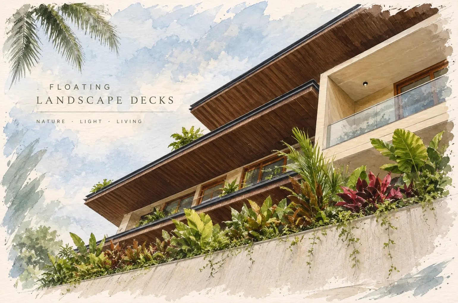 Closing watercolour study of Sanjeev Residence
